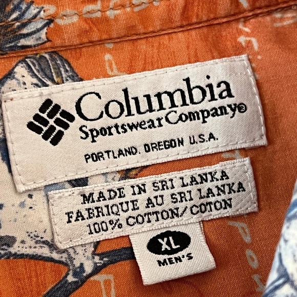 Columbia Mens XL Orange  Button Shirt With snook Pompano bluefish - Picture 4 of 8